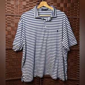 Ralph Lauren Blue and White Striped Polo Shirt